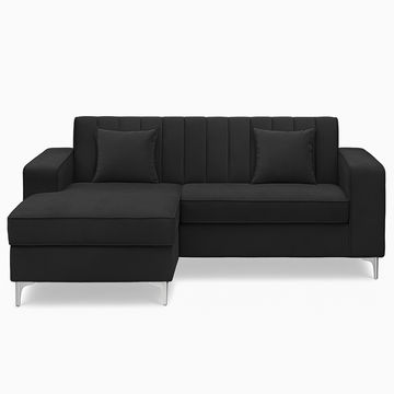 Alison L Shape Velvet Corner Sofa Black