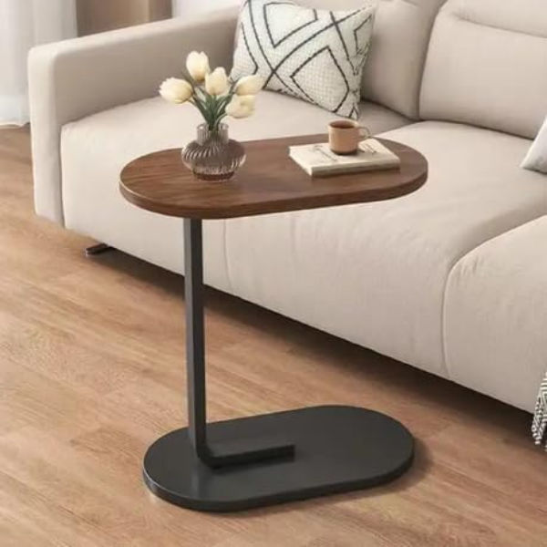 Ovalo C Shape Modern Sofa Side Table Brown