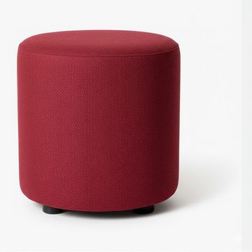 Round Upholstered Fabric Ottoman -Red