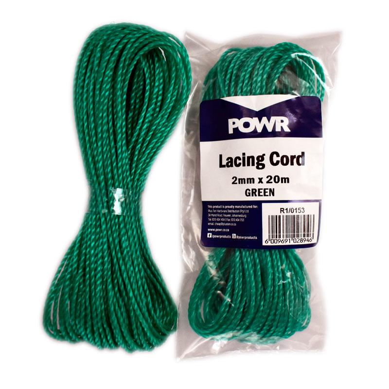 POWR Lacing Cord Green 2mm x 20 Metres