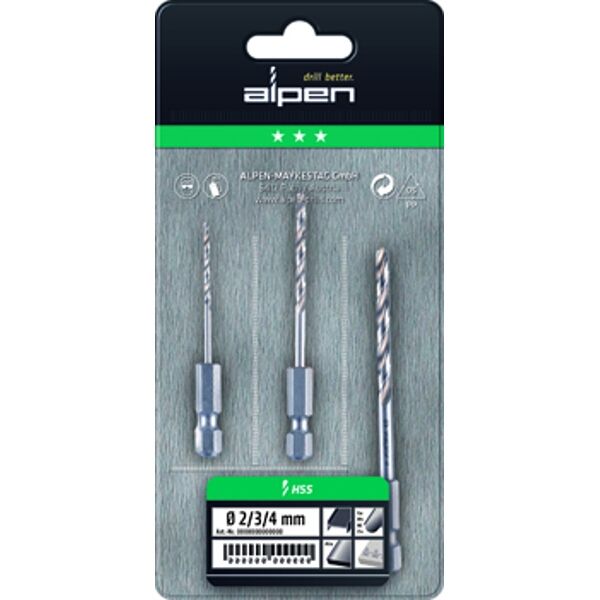 Drill Bit Set 3 Piece Hex Shank Super 2-3-4Mm
