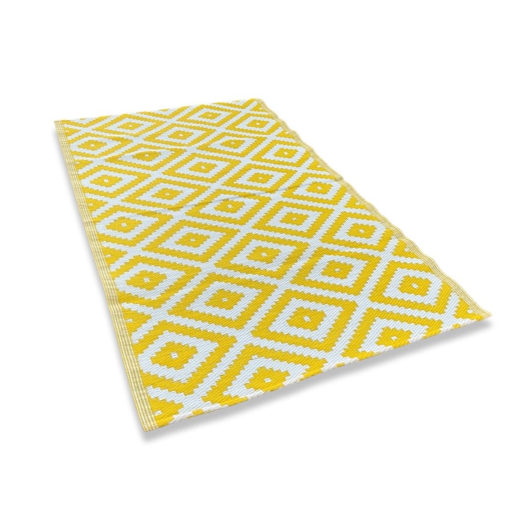 Rug It Up Indoor & Outdoor Plastic Waterproof Reversible Rug - Yellow Diamond 2 x 1.2m