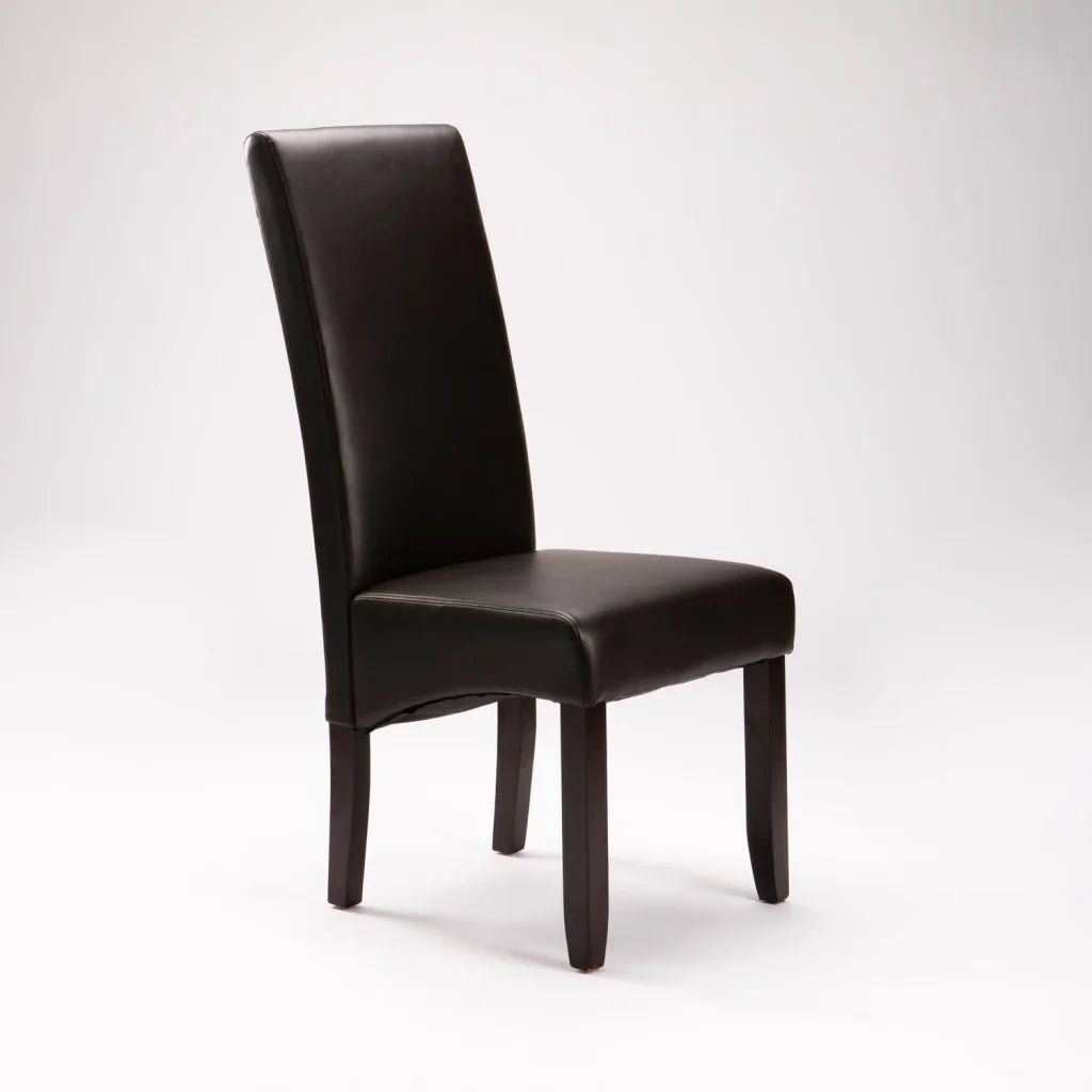 Leather Touch Dining Chair with Wood Frame - Brown