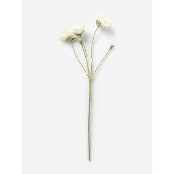 Faux Poppy Stem Cream 65cm – Artificial Poppy Flowers with 5 Blooms