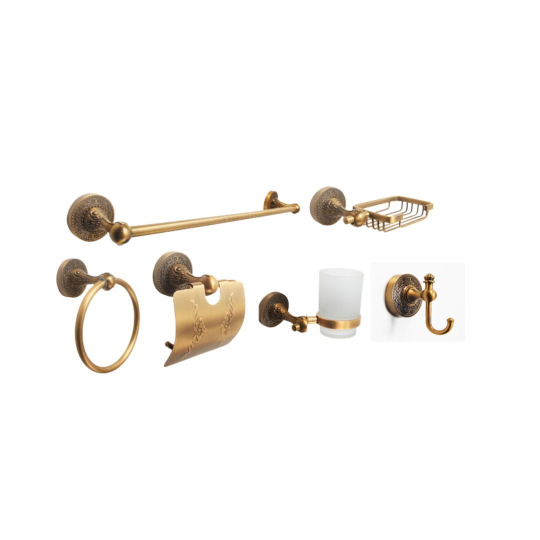 BATHROOM ACCESSORIES 5PC SET - GOLD