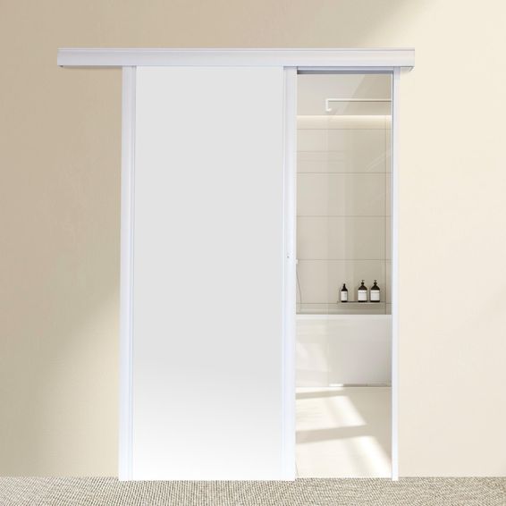 Interior Sliding Door kit with sliding mechanism MDF White-w890xh2050mm