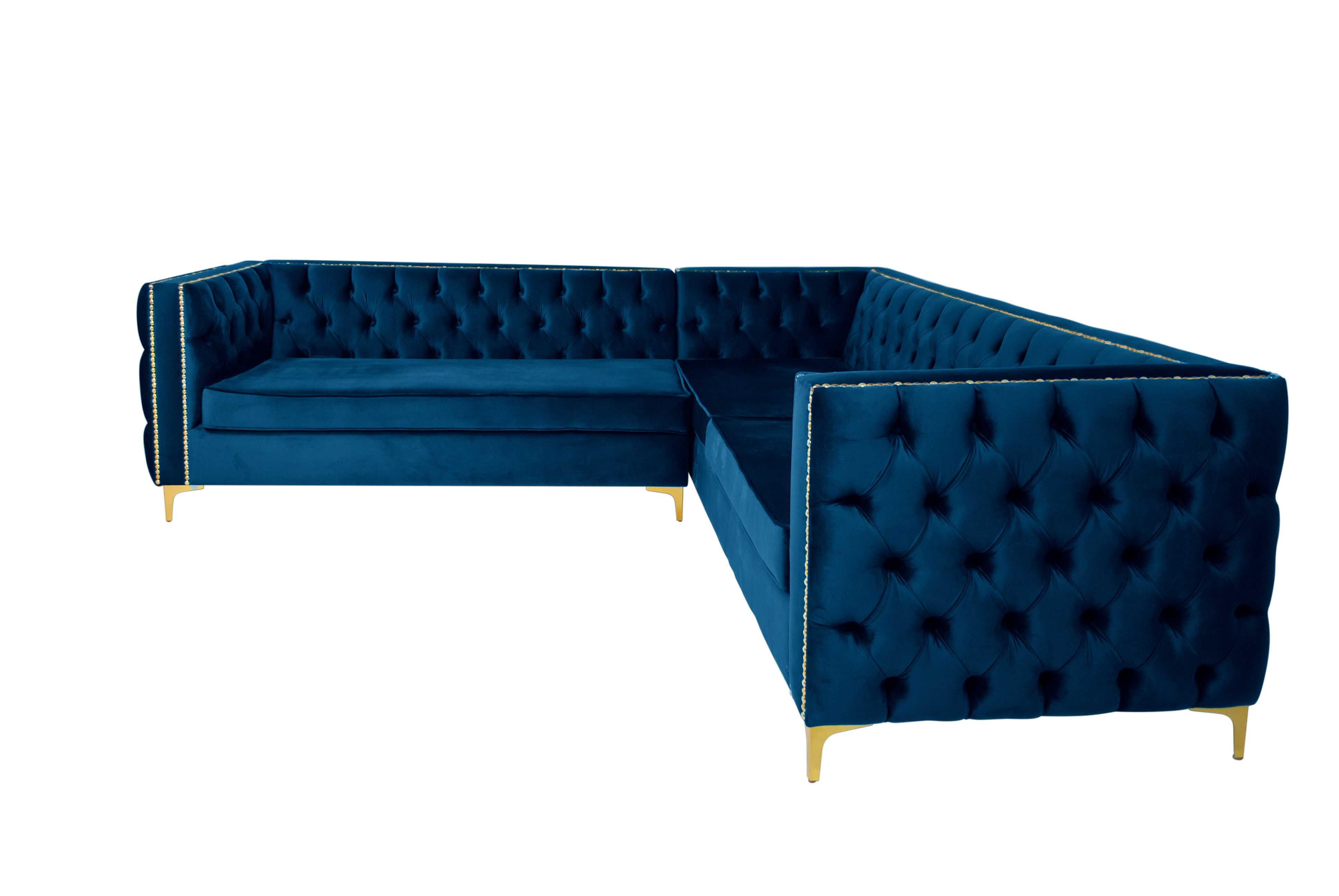 Rosa Oxford Corner Button Couch - Sky Blue