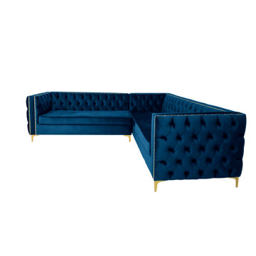 Rosa Oxford Corner Button Couch - Sky Blue