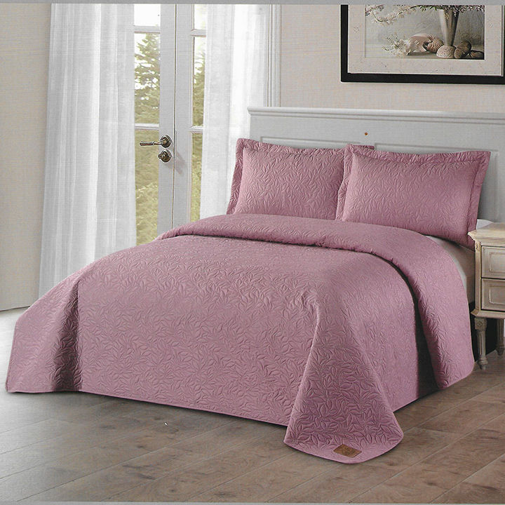Pierre Cardin Decorative Quilt with Pillowcases – Mauve Lush