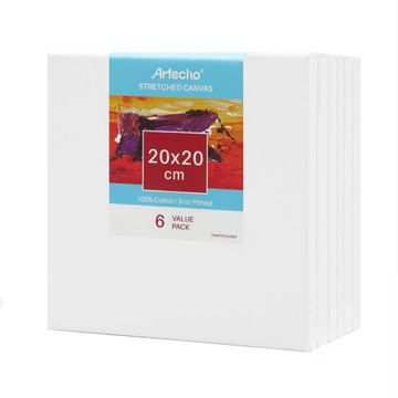 Artecho Stretched Canvas 6 Set Value Pack White - 20cm x 20cm
