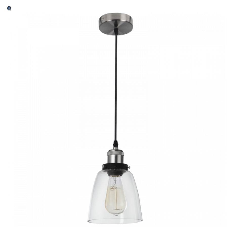 Satin Chrome Pendant with Clear Glass