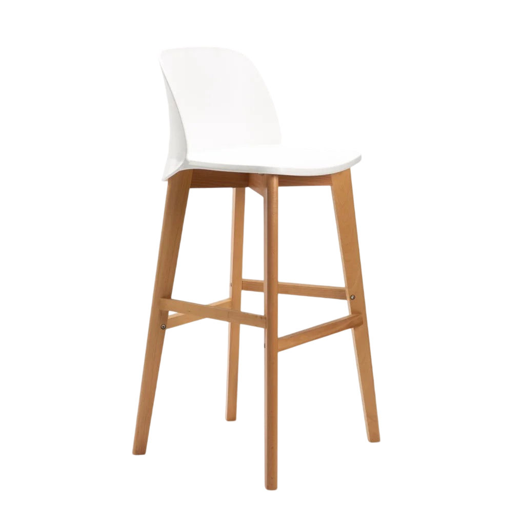 Vividitto - Chartreuse Luxury Wooden Leg Barstool - White