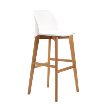 Vividitto - Chartreuse Luxury Wooden Leg Barstool - White