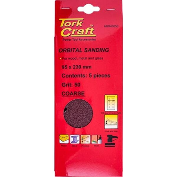 Sanding Sheet Orb 95 X 230Mm 50Gr Plain With 8 Holes 5/Pk