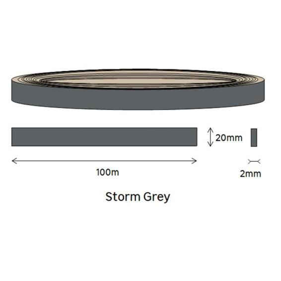 Edging PVC Roll Storm Grey-2mm thick-w20mmxl100m