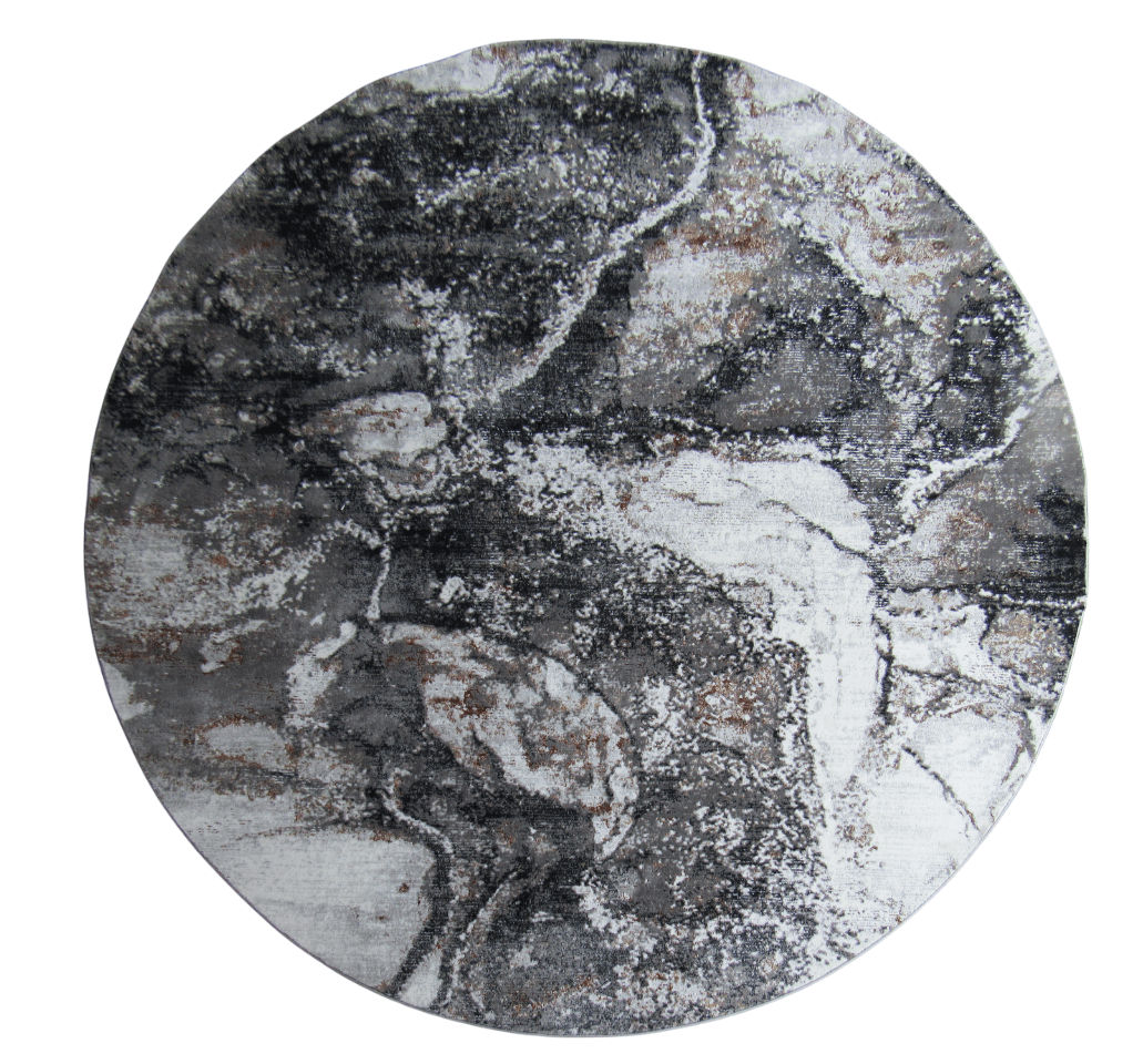 BK Carpets & Rugs – Modern Contemporary Round Rug –  Dark Grey  - Black  - Bronze -2m x 2m