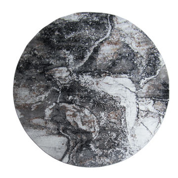 BK Carpets & Rugs – Modern Contemporary Round Rug –  Dark Grey  - Black  - Bronze -2m x 2m