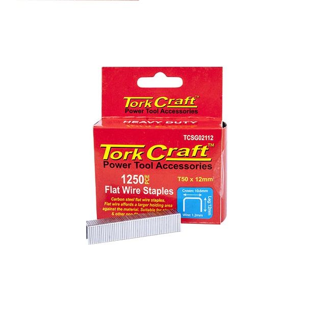 Tork Craft - Flat Wire Staple 16G x 10.6mm x 12mm T50 1250Piece - 2 Pack