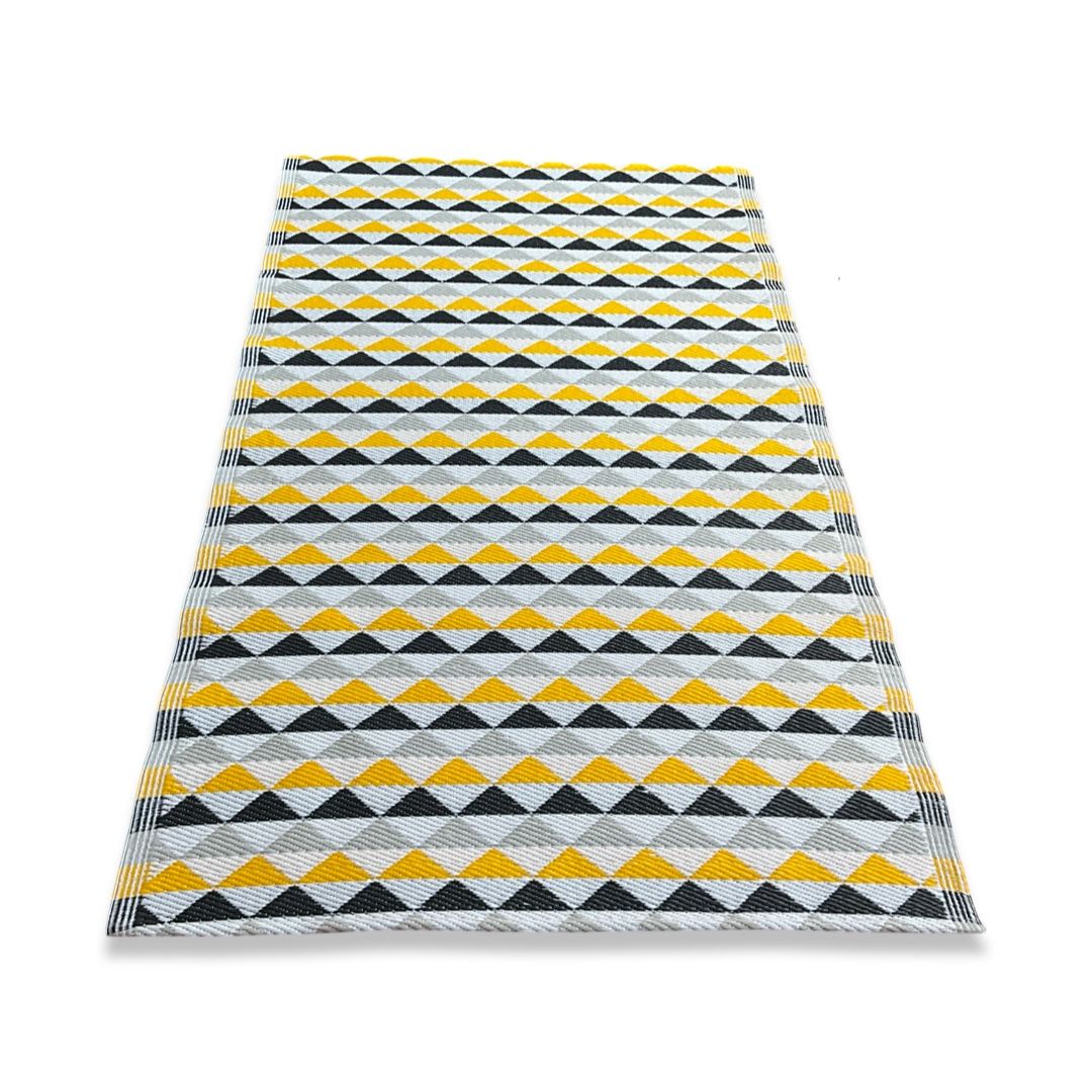 Rug It Up Indoor & Outdoor Plastic Waterproof Reversible Rug - Yellow Triangle 2 x 1.2m