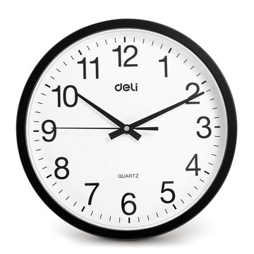 Deli Slient Wall Clock 30cm Uses 1 Battery 1.5V AA Black