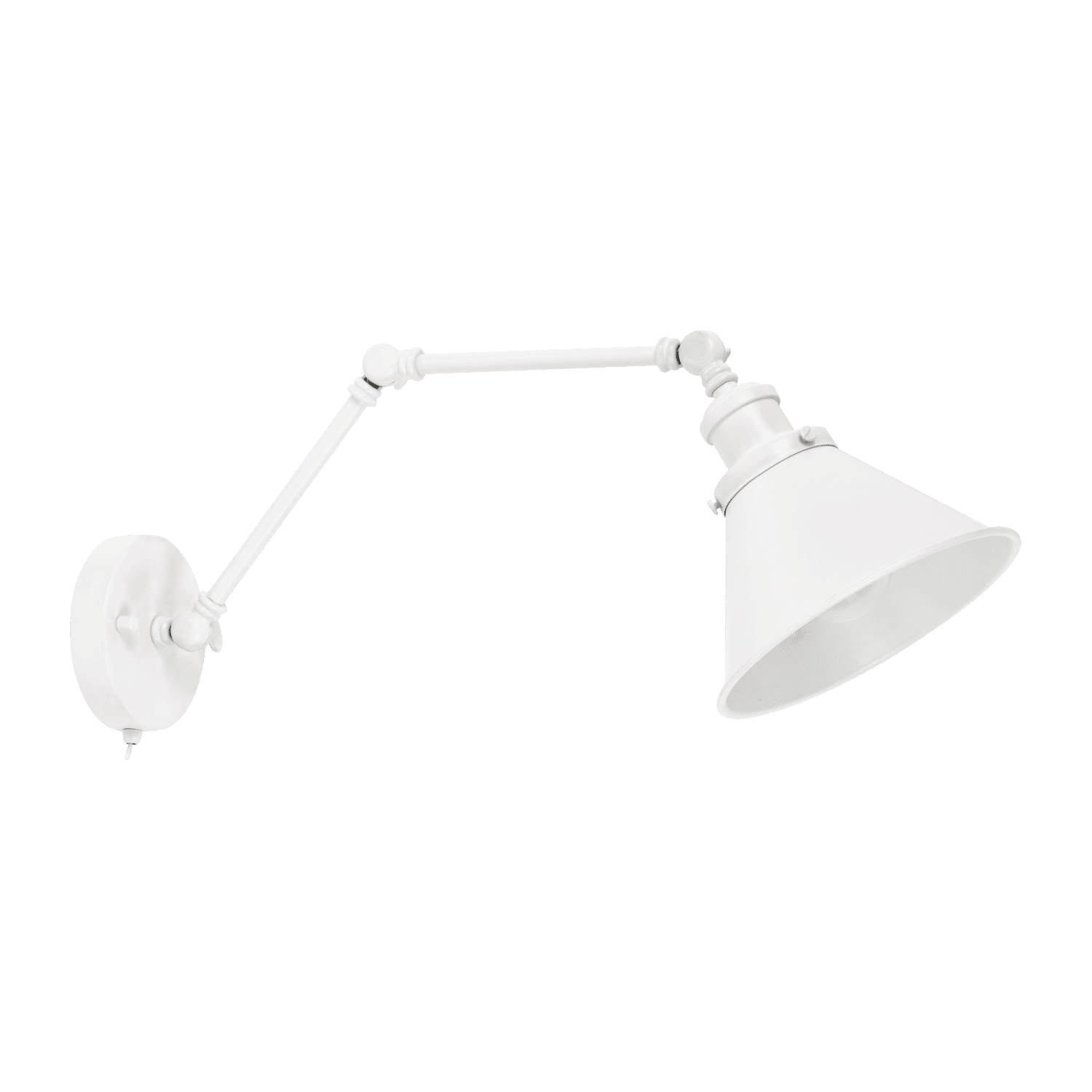 Zebbies Lighting Parker White Wall Light with Adjustable Arm and On/Off Switch