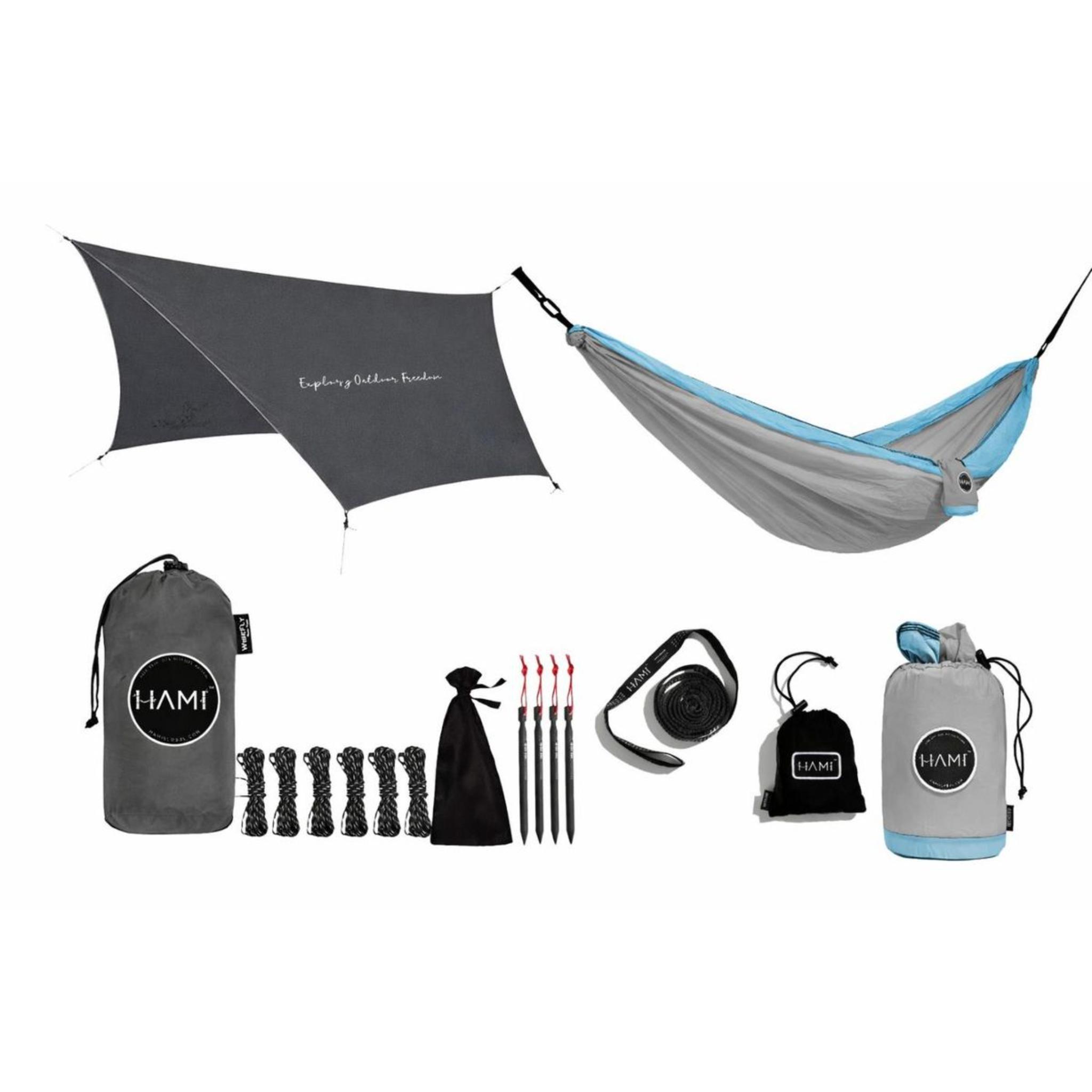 HAMI Tarp Grey 3.6m x 2.9m Double Hammock Sea Mist 3m x 1.8m