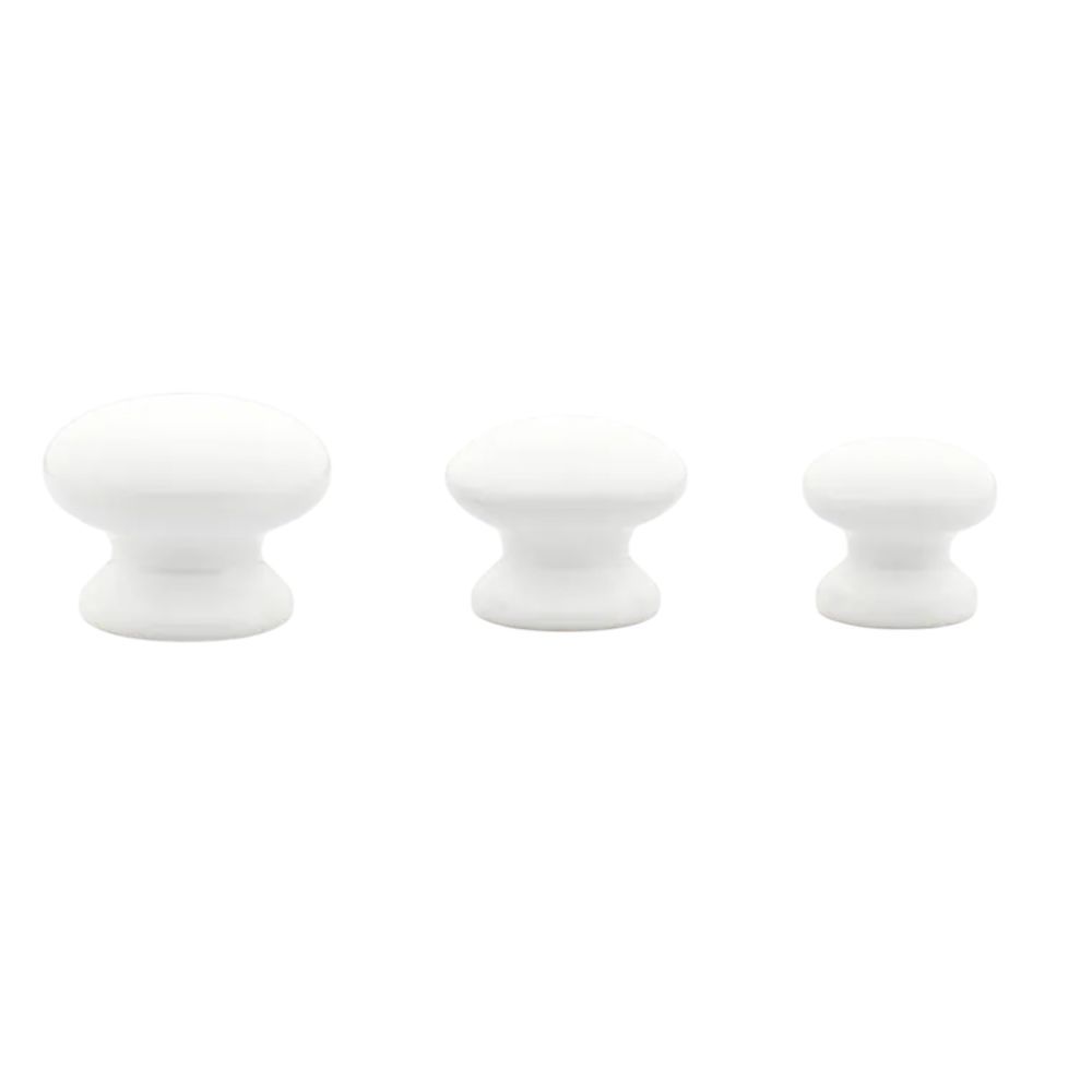 Pack of 10 x Porcelain Knob, White, 38mm