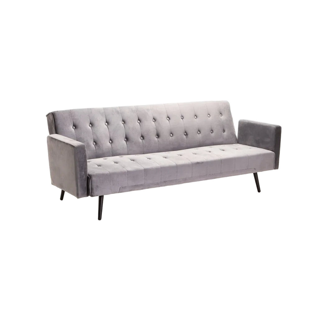 Vividitto - Wina Velvet Sleeper Couch - Dark Grey/Black Leg