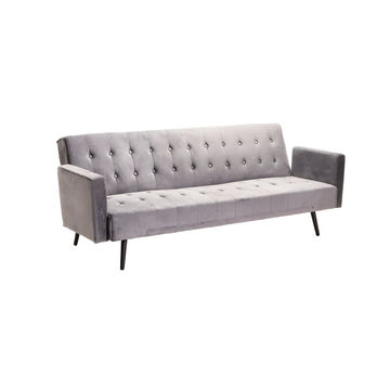 Vividitto - Wina Velvet Sleeper Couch - Dark Grey/Black Leg
