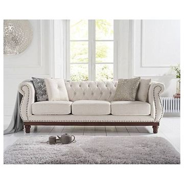 Mira 3 Seater Sofa -Light Grey -Linen