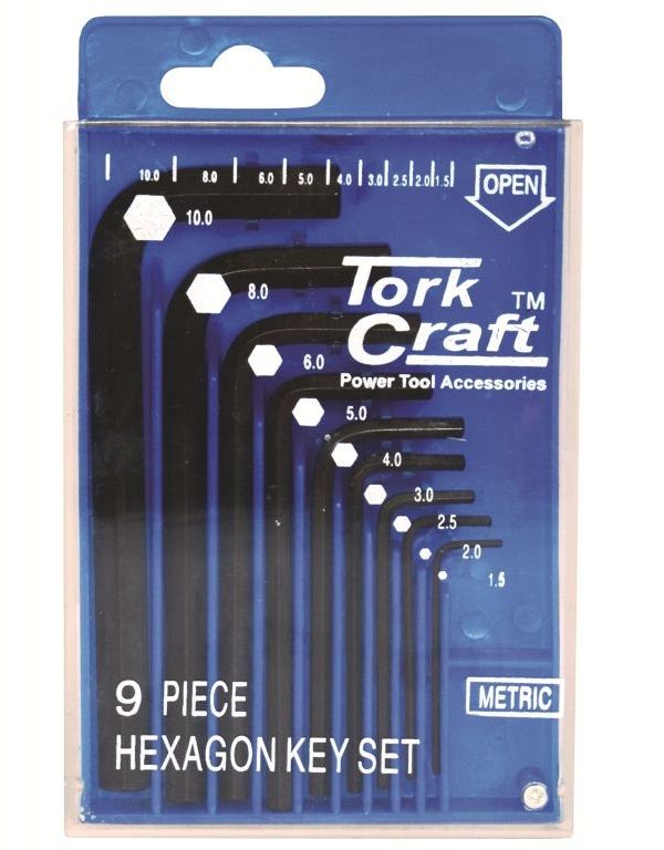 Tork Craft - 9Piece Hex Key Set 1.5-10mm Cr-V In Plastic Case - 3 Pack