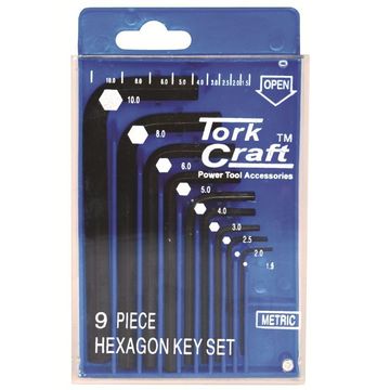 Tork Craft - 9Piece Hex Key Set 1.5-10mm Cr-V In Plastic Case - 3 Pack