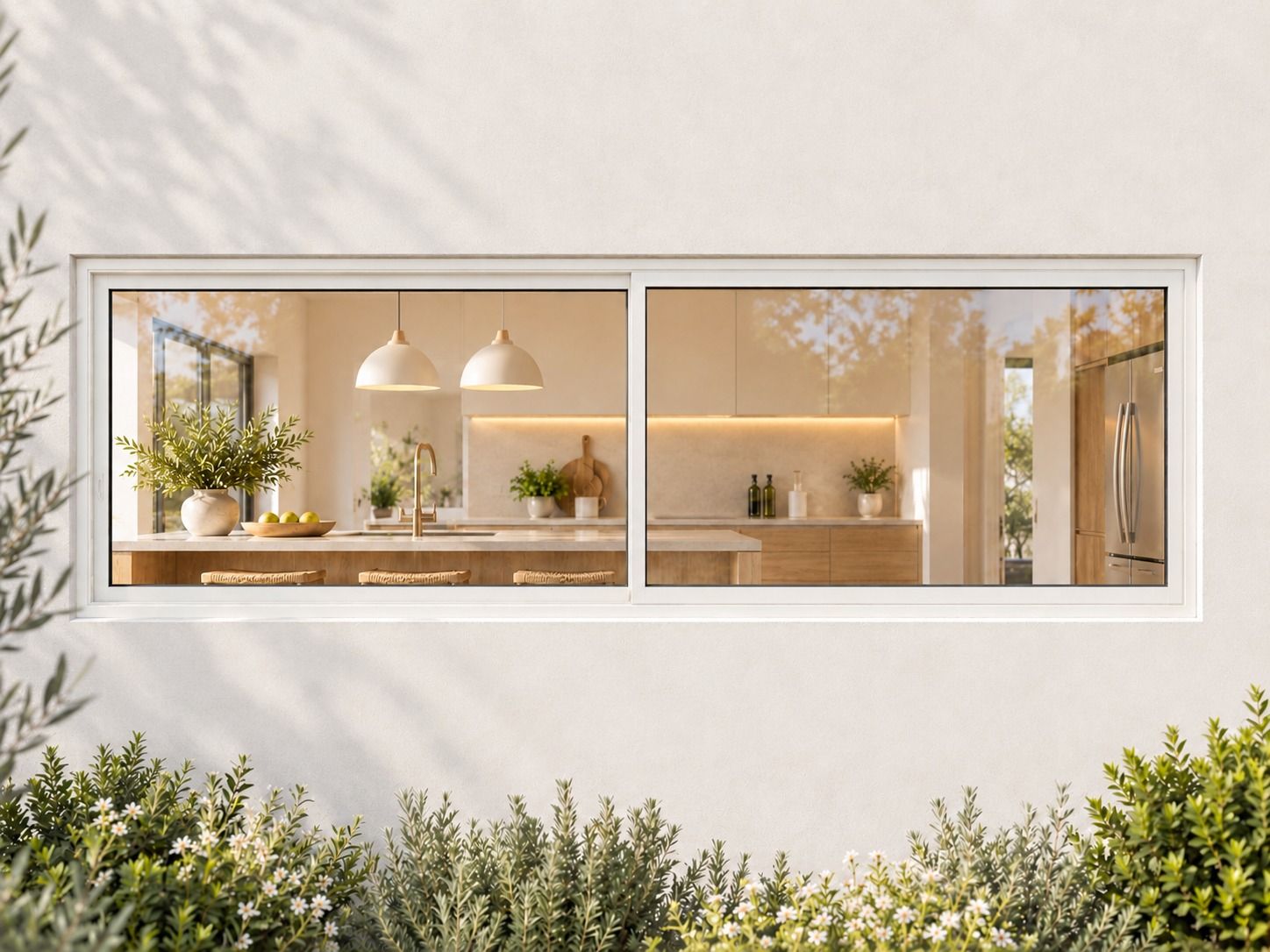Kenzo Aluminium Sliding Window - White, 2100 600 mm, Two Sliding Panels