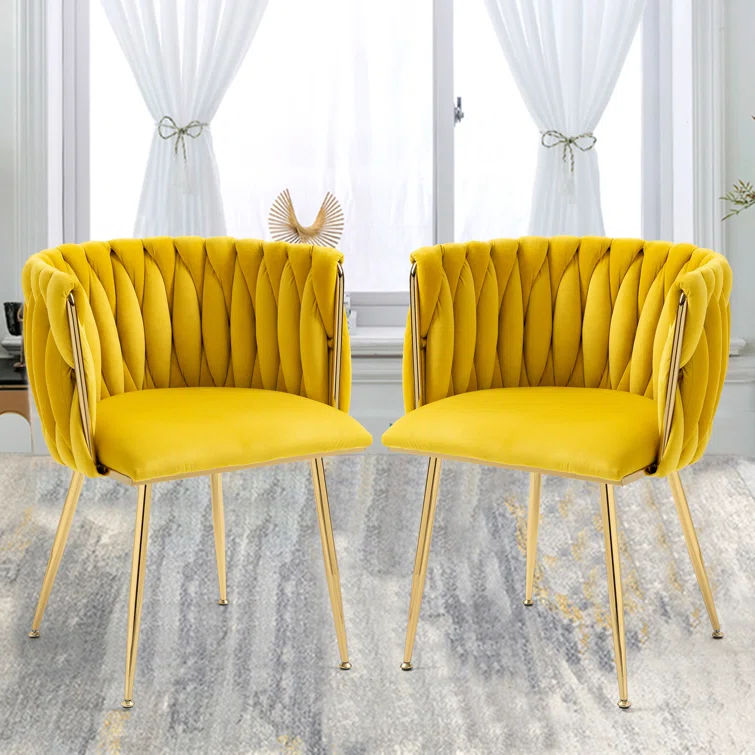 KC FURN- Wide Barrel Arm Chair Set of 2 (Mustard)