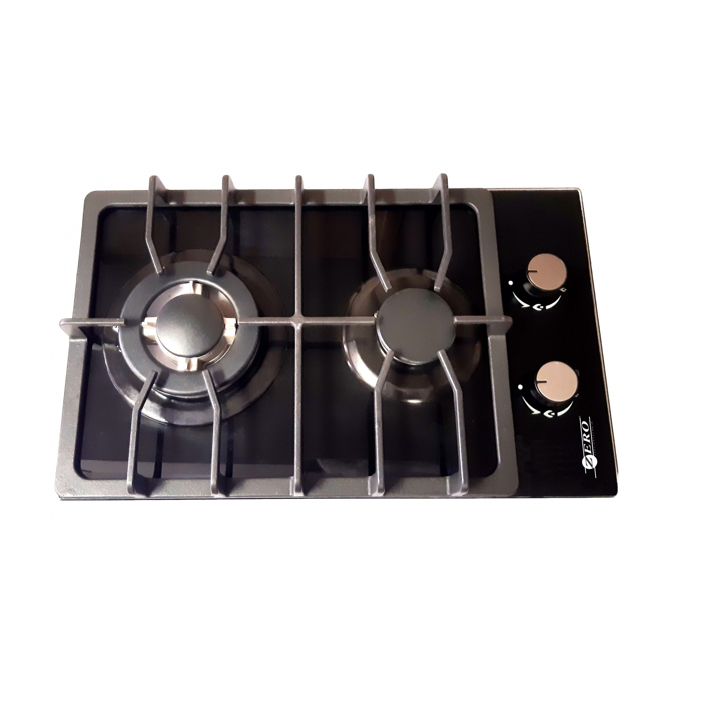 Zero Appliances 2 Burner Glass Top Gas Hob With Battery Ignition