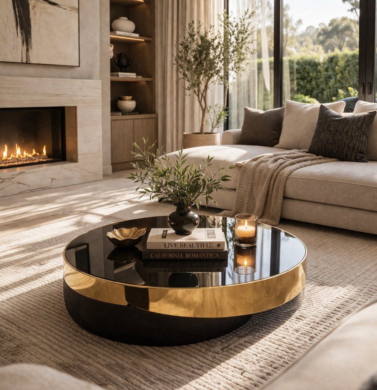 EFURN- Aurora Black & Gold Coffee Table