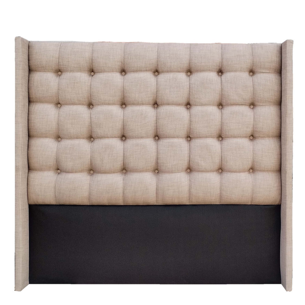 Nu Dekor - Benno Button Winged Headboard - Queen - Beige