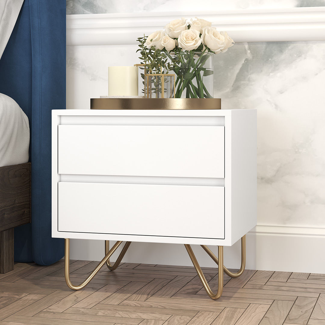 Bedside Pedestal Stylo Satin White