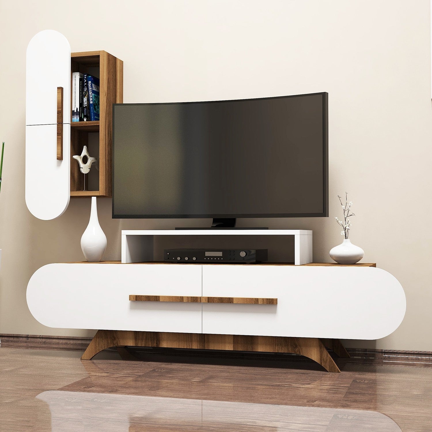 TV Unit Rose S - Walnut, White