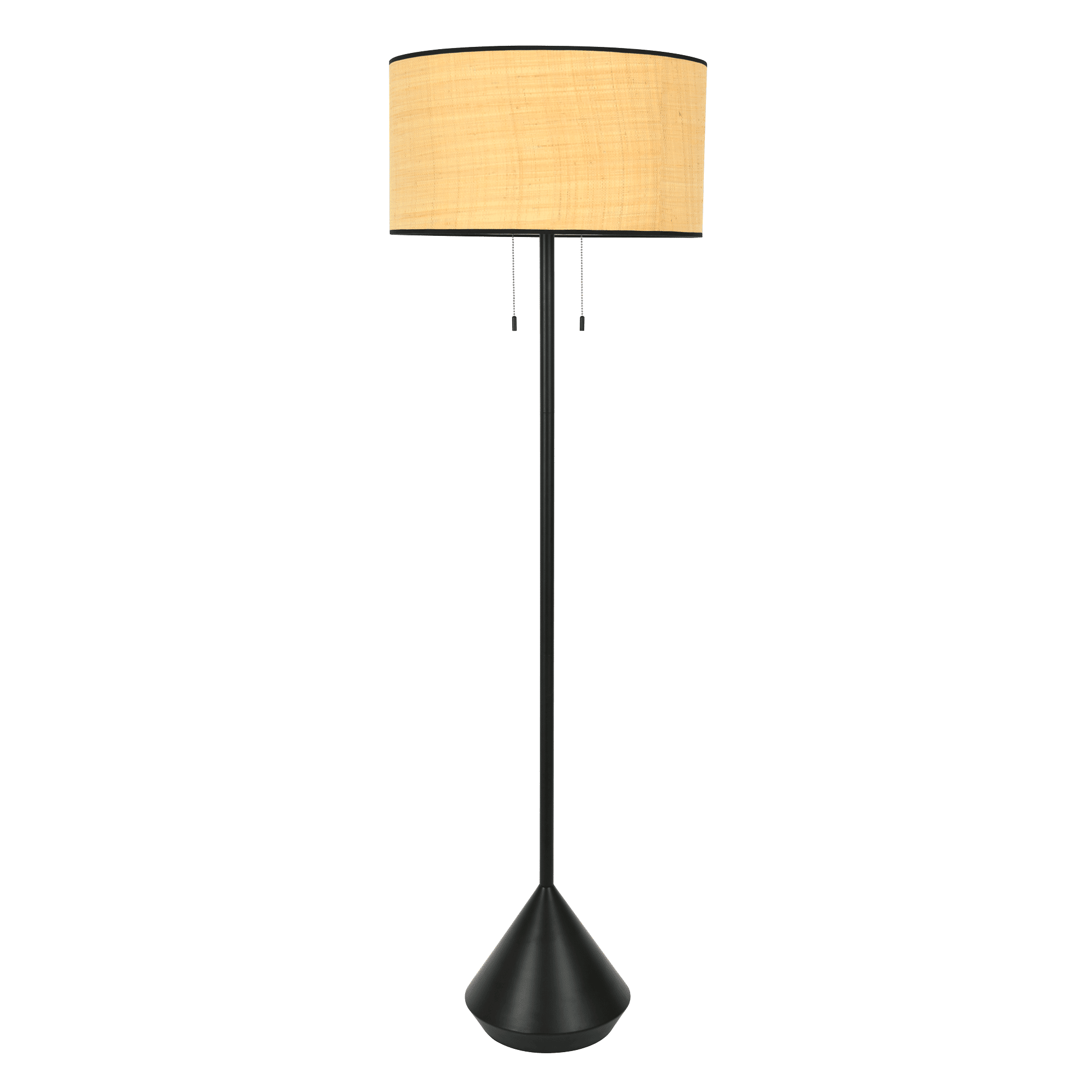 Zebbies Lighting Onyx Black and Natural Floor Lamp with Pull Switches