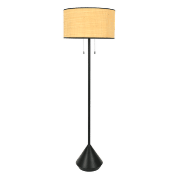Zebbies Lighting Onyx Black and Natural Floor Lamp with Pull Switches