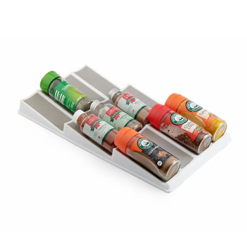 Stepped Spice Bottle Holder, White, 395mm x 200mm