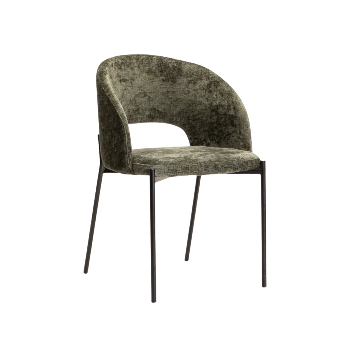 Modern Fabric Dining Chair with Curved Back - Green