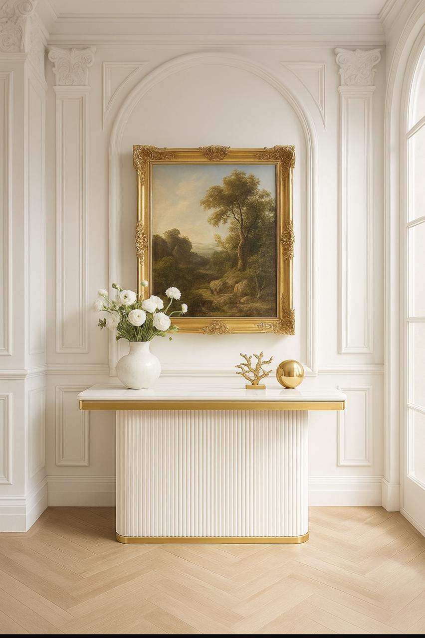 ASHER – Lumière White Marble Top Console Table