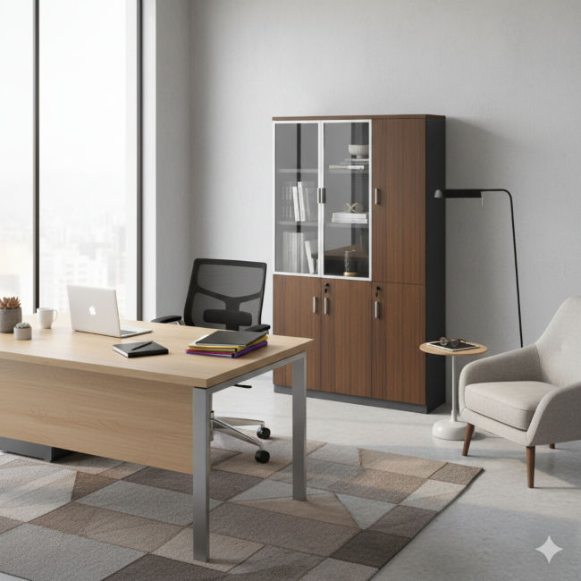 QandAHome Gina 3 Door Office Cabinet