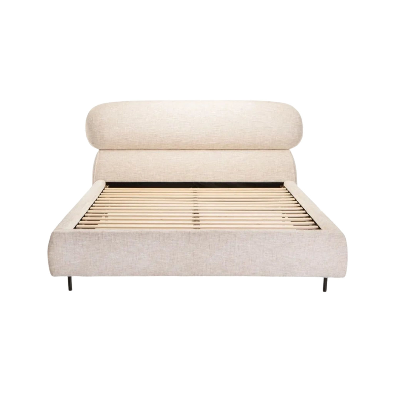 Textured Fabric Bed with Padded Headboard - King Extra Length