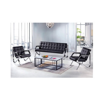 QandAHome-5-Seater Reception Sofa - Black