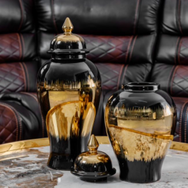 KC Furn – Refined Black Vase Set