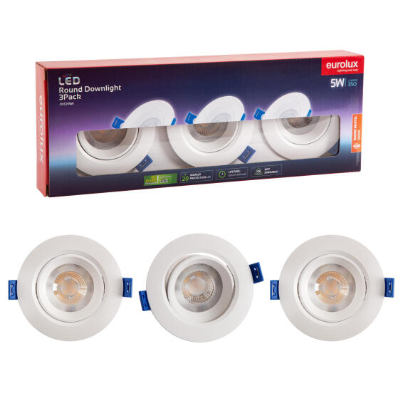 DOWNLIGHT ROUND LED 5W NON DIMMABLE  3 PACK