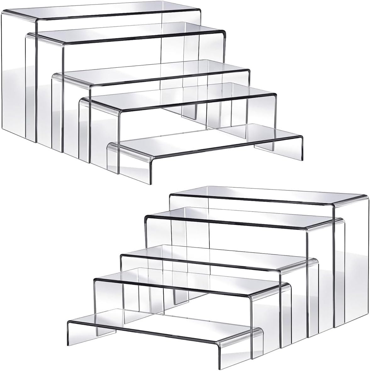 Acrylic Riser Display Stands Set10 piece Clear Rectangular Shelves Decor